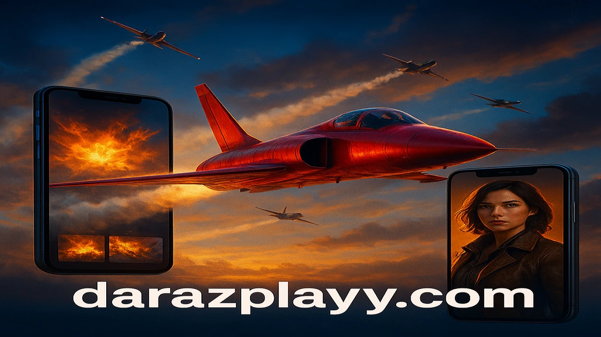 darazplay-এ Aviator গেমটি একাধিক স্মার্টফোন স্ক্রিনে প্রদর্শিত হচ্ছে, যেখানে একটি উড়ন্ত লাল বিমান ও পাইলট জ্যাকেট পরা একজন নারী চরিত্র দেখা যাচ্ছে।