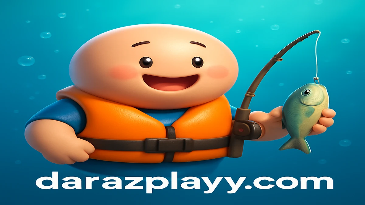 darazplay-এ উপলব্ধ বিগ বাস বিনোদনমূলক গেমটির কার্টুন চরিত্রটি জলতলে গর্বের সঙ্গে একটি মাছ ও একটি মাছ ধরার লাঠি ধরেছে।